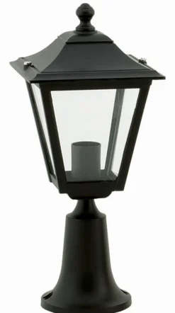 Außenleuchten Antik|Gartenlaternen*Lido Sockelleuchte außen Schwarz IP44 48cm E27 Rustikal