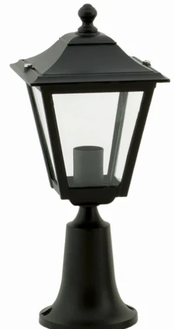 Außenleuchten Antik|Gartenlaternen*Lido Sockelleuchte außen Schwarz IP44 44cm E27 Rustikal