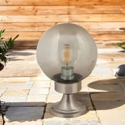 Lido Sockelleuchte Garten Weg Messing E27 H:30cm VERIA< Metall Lampen|Glaslampen