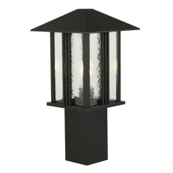 Rustikale Lampen|Wegeleuchten*Searchlight Sockelleuchte Schwarz 45 cm IP44 E27 Aluminium Glas