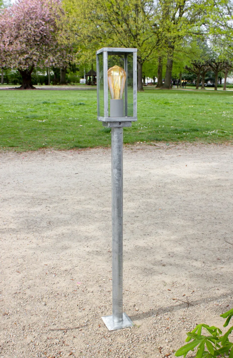 Metall Lampen|Vintage Lampen*Eco-Light Sockelleuchte Vintage Aluminium in Zink IP44 E27 100 cm