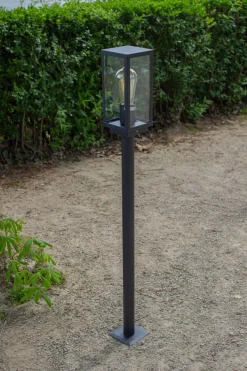 Metall Lampen|Vintage Lampen*Eco-Light Sockelleuchte Vintage Aluminium Schwarz IP44 E27 100 cm