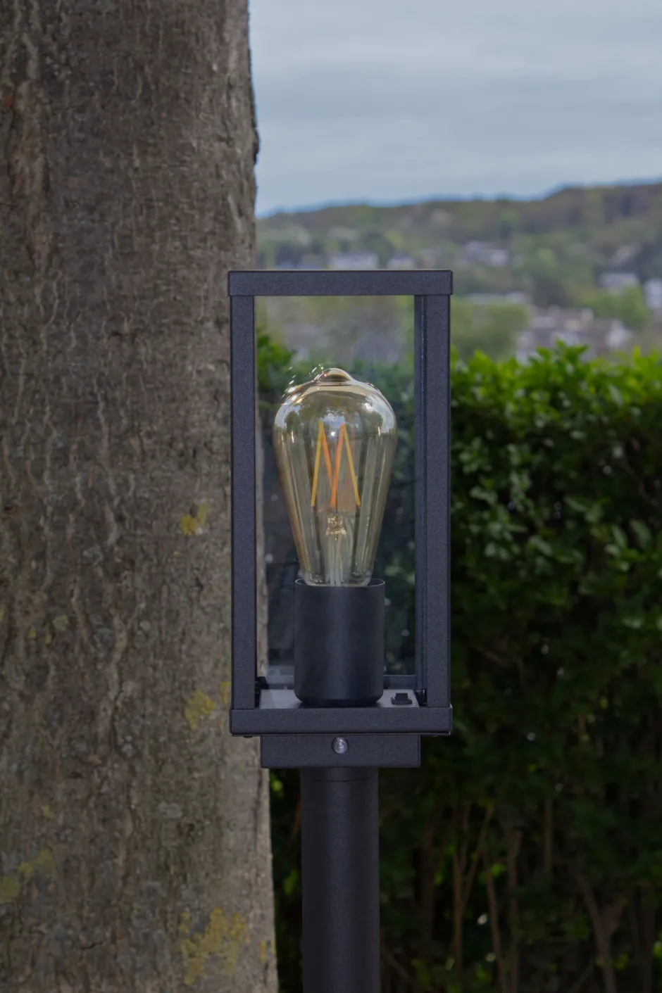 Metall Lampen|Vintage Lampen*Eco-Light Sockelleuchte Vintage Aluminium Schwarz IP44 E27 100 cm