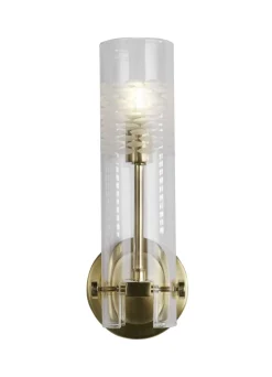 Wandleuchten|Glaslampen*Searchlight Spiegelleuchte in Messing Klar IP44 G9 H: 28,5 cm