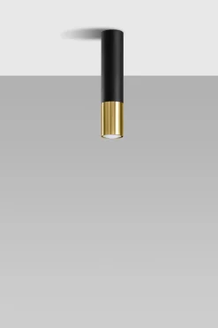 Moderne Lampen|Küchenlampen*Sollux Spot Decke Schwarz Gold H: 29 cm Ø 6 cm Zylinder schmal