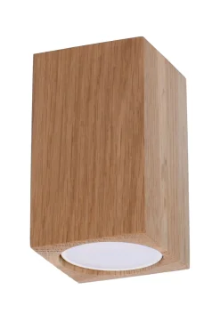 Sollux Spot Lampe Decke Holz klein H: 10 cm eckig GU10< Holzlampen|Moderne Lampen