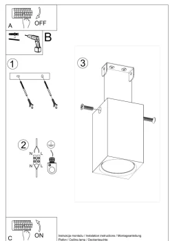 Sollux Spot Lampe Decke Holz klein H: 10 cm eckig GU10< Holzlampen|Moderne Lampen
