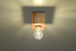 Holzlampen|Moderne Lampen*Sollux Spot Lampe Holz quadratisch B:10cm klein Modern kompakt