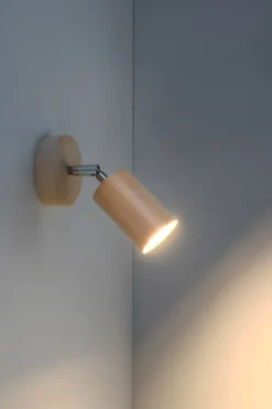 Sollux Spot Lampe Holz rund GU10 Modern wohnlich VESUVIA< Wohnzimmerlampen|Holzlampen