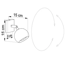 Wandleuchten|Flurlampen*Sollux Spot Lampe Retro Schwarz Metall rund klein GU10 FAVONIA