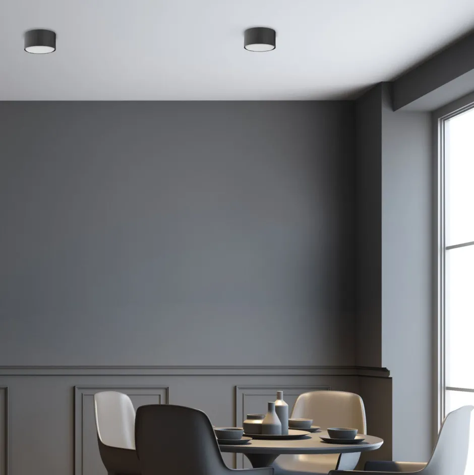 TK Lighting Spot Lampe rund klein Ø 8 cm flach Schwarz blendarm< Deckenleuchten|Flurlampen