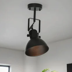 Wandleuchten|Flurlampen*Easylight Spot Lampe Schwarz Metall rund Retro DALLAS