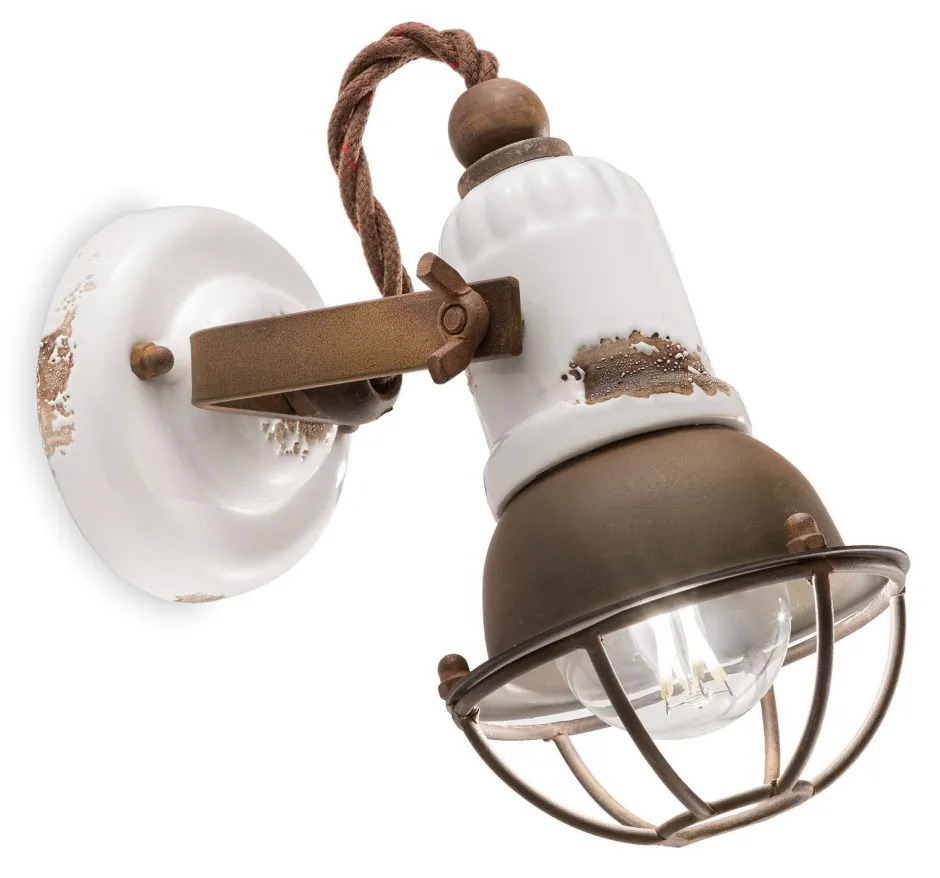 Ferroluce Spot Lampe Wand Metall Keramik verstellbar E14 ALESSIA< Wohnzimmerlampen|Keramiklampen