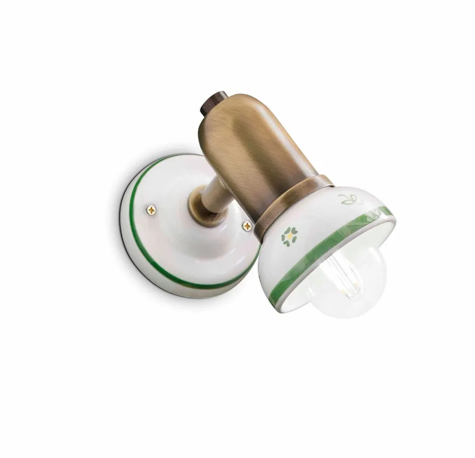 Ferroluce Spot Lampe Wand Metall Keramik verstellbar E14 Landhaus< Wohnzimmerlampen|Keramiklampen