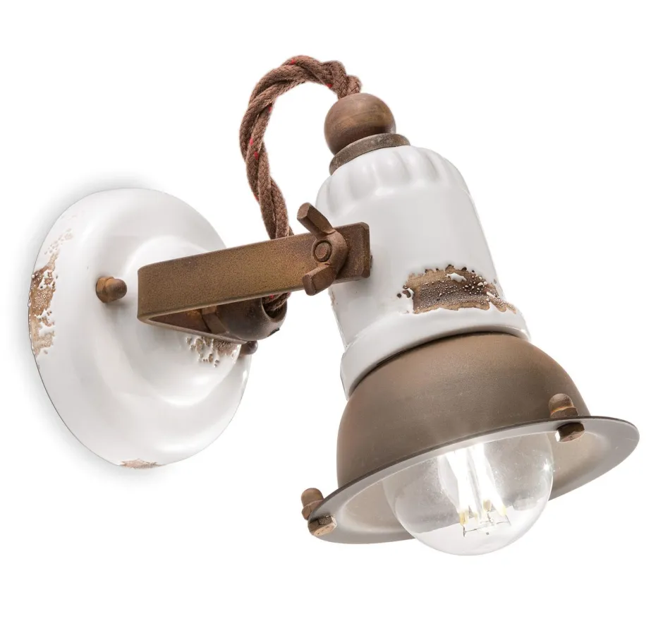 Ferroluce Spot Lampe Wand Metall Keramik verstellbar E14 B: 9 cm< Wohnzimmerlampen|Keramiklampen