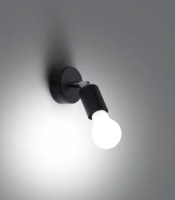 Sollux Spot Lampe Wand Schwarz rund Ø 8 cm klein für E27< Wandleuchten|Flurlampen