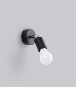Sollux Spot Lampe Wand Schwarz rund Ø 8 cm klein für E27< Wandleuchten|Flurlampen