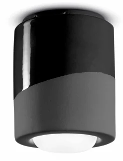 Ferroluce Spot Leuchte Decke Aufputz Keramik E27 D: 12,5 cm rund< Keramiklampen|Retro Lampen