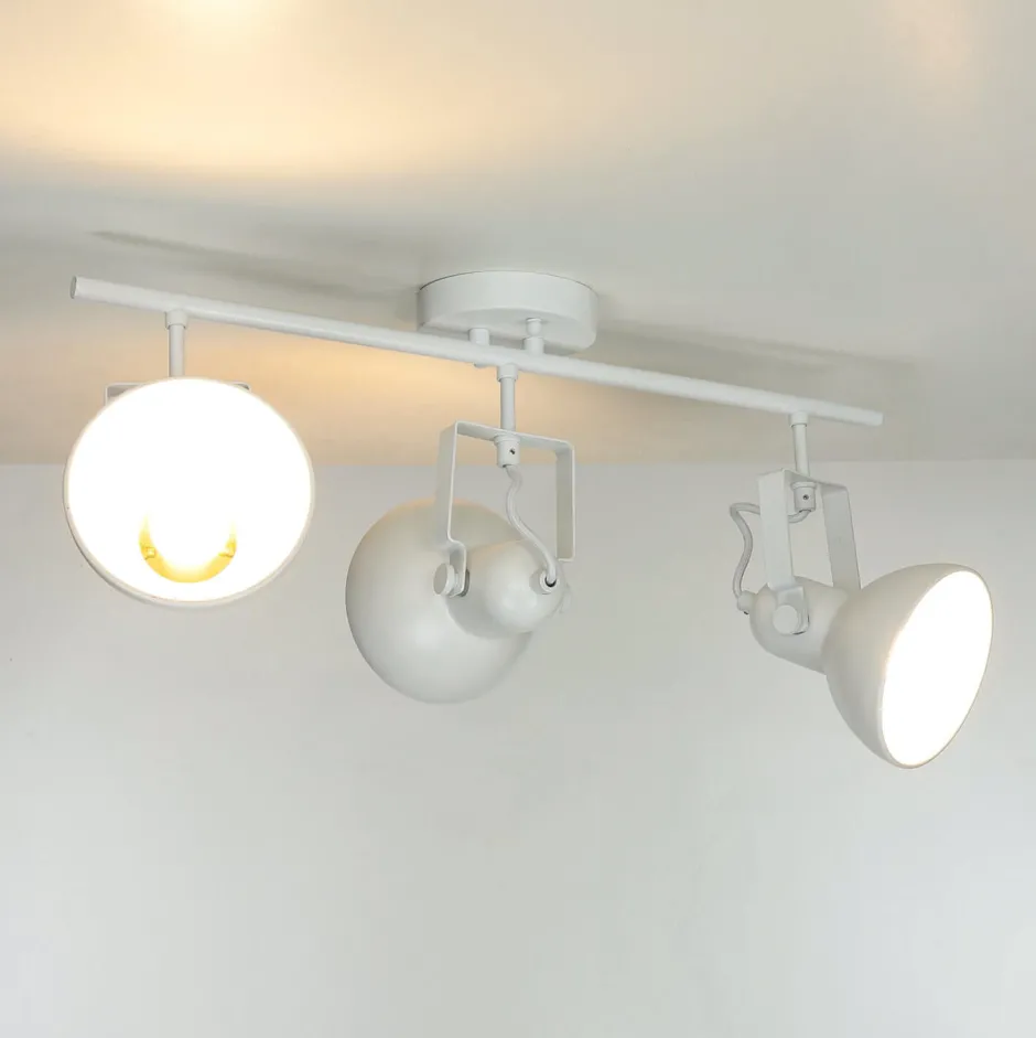 Retro Lampen|Bauhaus Lampen*Easylight Spot Leuchte Weiß Metall 3x E14 Retro praktisch