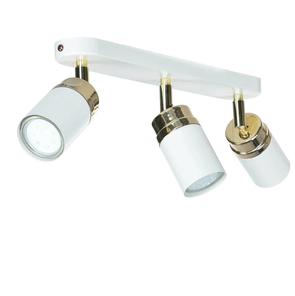 Moderne Lampen|Küchenlampen*Luminex Spot Strahler Decke Weiß Gold 3x GU10 Metall EVIE
