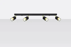 Sollux Spot Strahler 4-flammig 81 cm länglich Schwarz Gold GU10< Deckenleuchten|Flurlampen