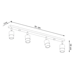 Sollux Spot Strahler 4-flammig 81 cm länglich Schwarz Gold GU10< Deckenleuchten|Flurlampen