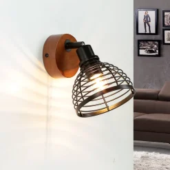 Holzlampen|Küchenlampen*Easylight Spot Strahler Holz Metall Retro Design E14 wohnlich