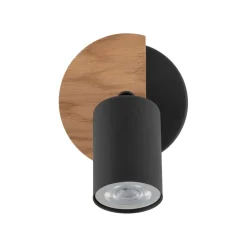 Spots|Wandleuchten*TK Lighting Spot Strahler Metall Holz schwenkbar Schwarz Natur GU10