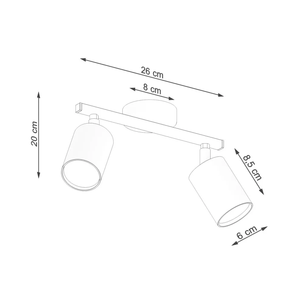 Deckenleuchten|Flurlampen*Sollux Spot Strahler Weiß Metall länglich 2-flammig 26 cm GU10
