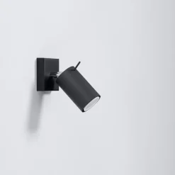 Sollux Spot Wand Schwarz verstellbar B: 8 cm klein Metall GU10< Wohnzimmerlampen|Moderne Lampen