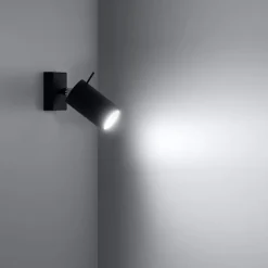 Sollux Spot Wand Schwarz verstellbar B: 8 cm klein Metall GU10< Wohnzimmerlampen|Moderne Lampen