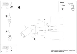 Sollux Spot Wand Schwarz verstellbar B: 8 cm klein Metall GU10< Wohnzimmerlampen|Moderne Lampen