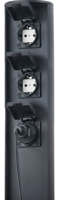Eco-Light Steckdosensäule drei Steckdosen Aluminium IP44 40 cm< Metall Lampen