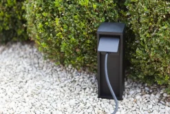 Metall Lampen*Eco-Light Steckdosensäule Schwarz 24 cm max 3500 W IP54 Aluminium