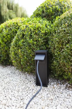 Metall Lampen*Eco-Light Steckdosensäule Schwarz 24 cm max 3500 W IP54 Aluminium