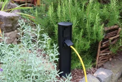 Metall Lampen*Eco-Light Steckdosensäule zwei Steckdosen Aluminium IP44 40 cm