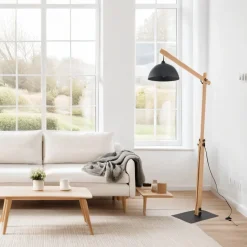 Lampen Aus Aller Welt|Holzlampen*TK Lighting Stehlampe 180 cm hoch E27 verstellbar Holz Metall