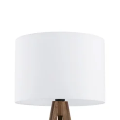 Bürolampen|Lampen Aus Aller Welt*TK Lighting Stehlampe 145 cm klein Dreibein Stoff Holz E27 NOLAN