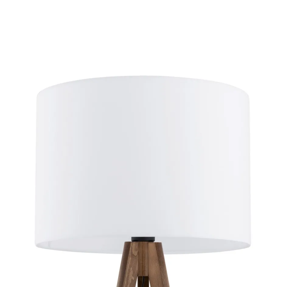 Bürolampen|Lampen Aus Aller Welt*TK Lighting Stehlampe 145 cm klein Dreibein Stoff Holz E27 NOLAN