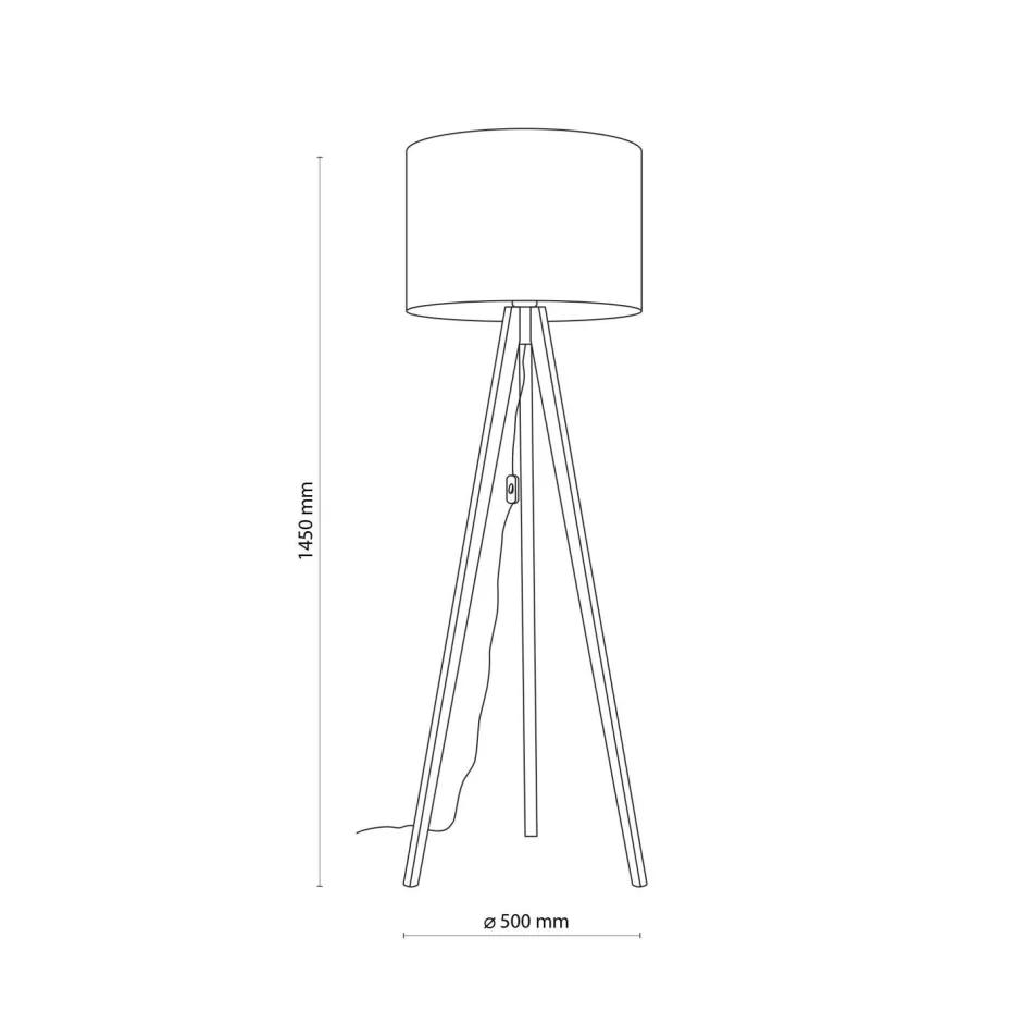 Bürolampen|Lampen Aus Aller Welt*TK Lighting Stehlampe 145 cm klein Dreibein Stoff Holz E27 NOLAN