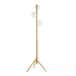 Glaslampen|Holzlampen*TK Lighting Stehlampe 150 cm klein Holz Glas 3x G9 Dreibein MIEKE