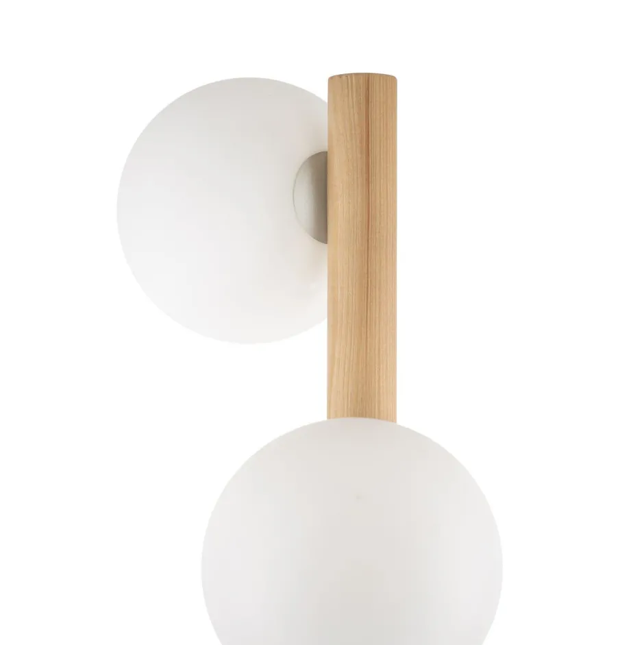 Glaslampen|Holzlampen*TK Lighting Stehlampe 150 cm klein Holz Glas 3x G9 Dreibein MIEKE