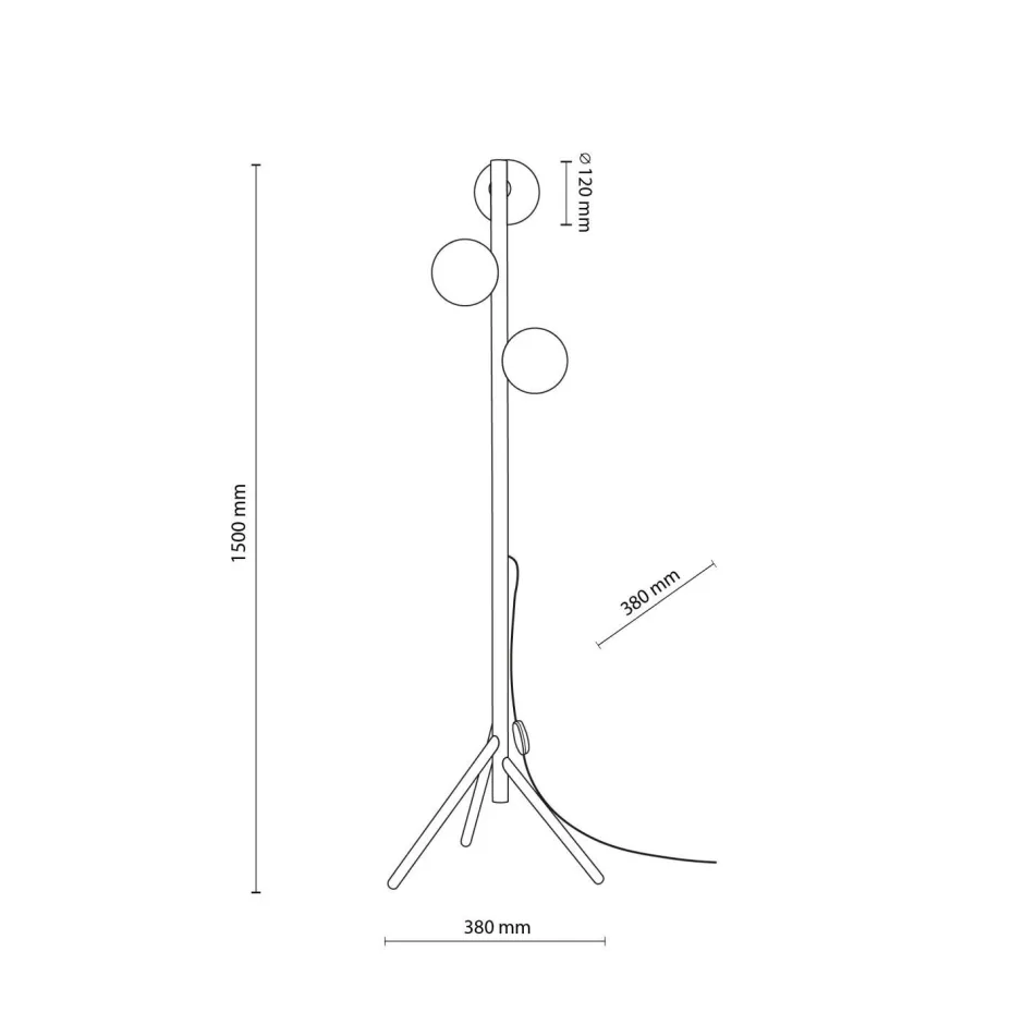 Glaslampen|Holzlampen*TK Lighting Stehlampe 150 cm klein Holz Glas 3x G9 Dreibein MIEKE