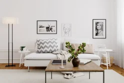 Wohnzimmerlampen|Stofflampen*By Rydéns Stehlampe 150 cm klein Schwarz Weiß eckig Stoff Metall E27