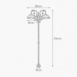 Giovanni Battista Stehlampe außen IP44 210 cm 3-flammig E27 Messing massiv< Außenleuchten Antik|Gartenlaternen