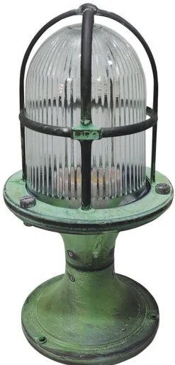 Lido Stehlampe außen klein Messing Glas 28 cm IP54 Grün Antik E27< Außenleuchten Antik|Gartenlaternen