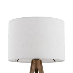 TK Lighting Stehlampe Dreibein klein 145 cm E27 Skandi Holz Leinen< Stofflampen|Holzlampen