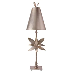 Elstead Stehlampe FIORE Blattsilber Stoff 86cm Modern kunstvoll< Stofflampen|Designerlampen