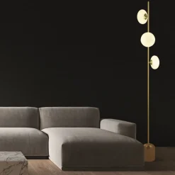 Bürolampen|Glaslampen*Searchlight Stehlampe 3-flammig G9 170,5 cm in Messing matt Weiß