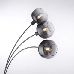 Wohnzimmerlampen|Metall Lampen*Just Light Stehlampe Glas Metall Rauchgrau Schwarz E14 160 cm hoch